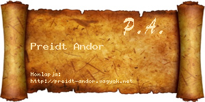 Preidt Andor névjegykártya